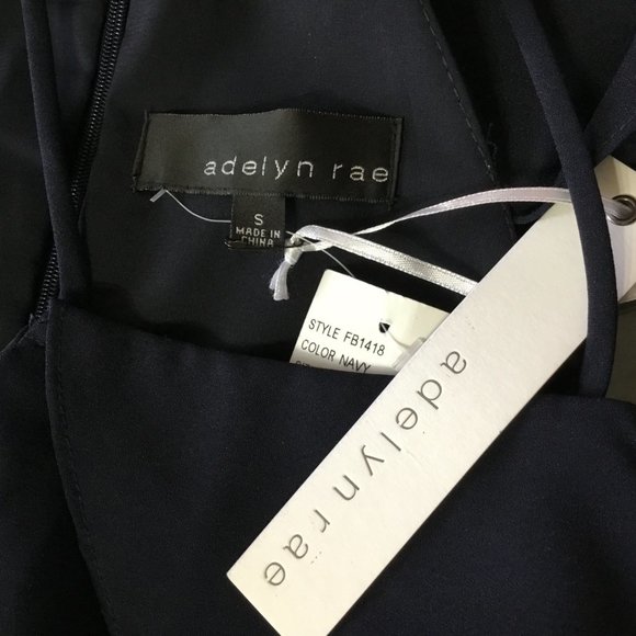 Adelyn Rae Navy Blue Cold Shoulder Jumpsuit S - Picture 8 of 8